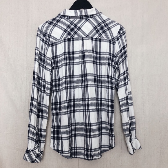 Rails Hunter Flannel Button Down Black White Plaid - Picture 4 of 5